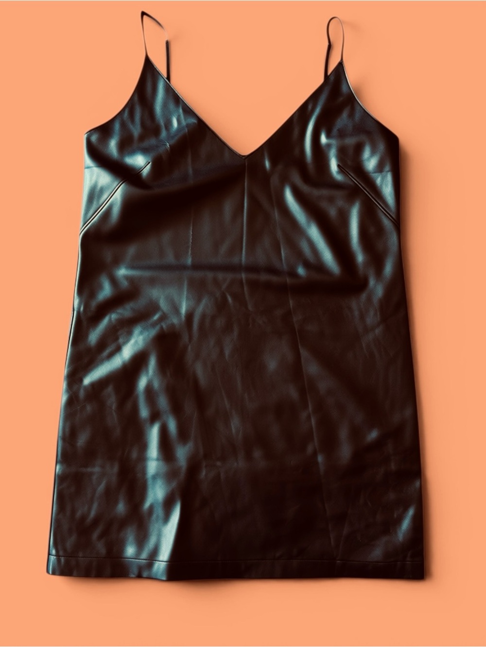 Black Faux Leather Slip Dress